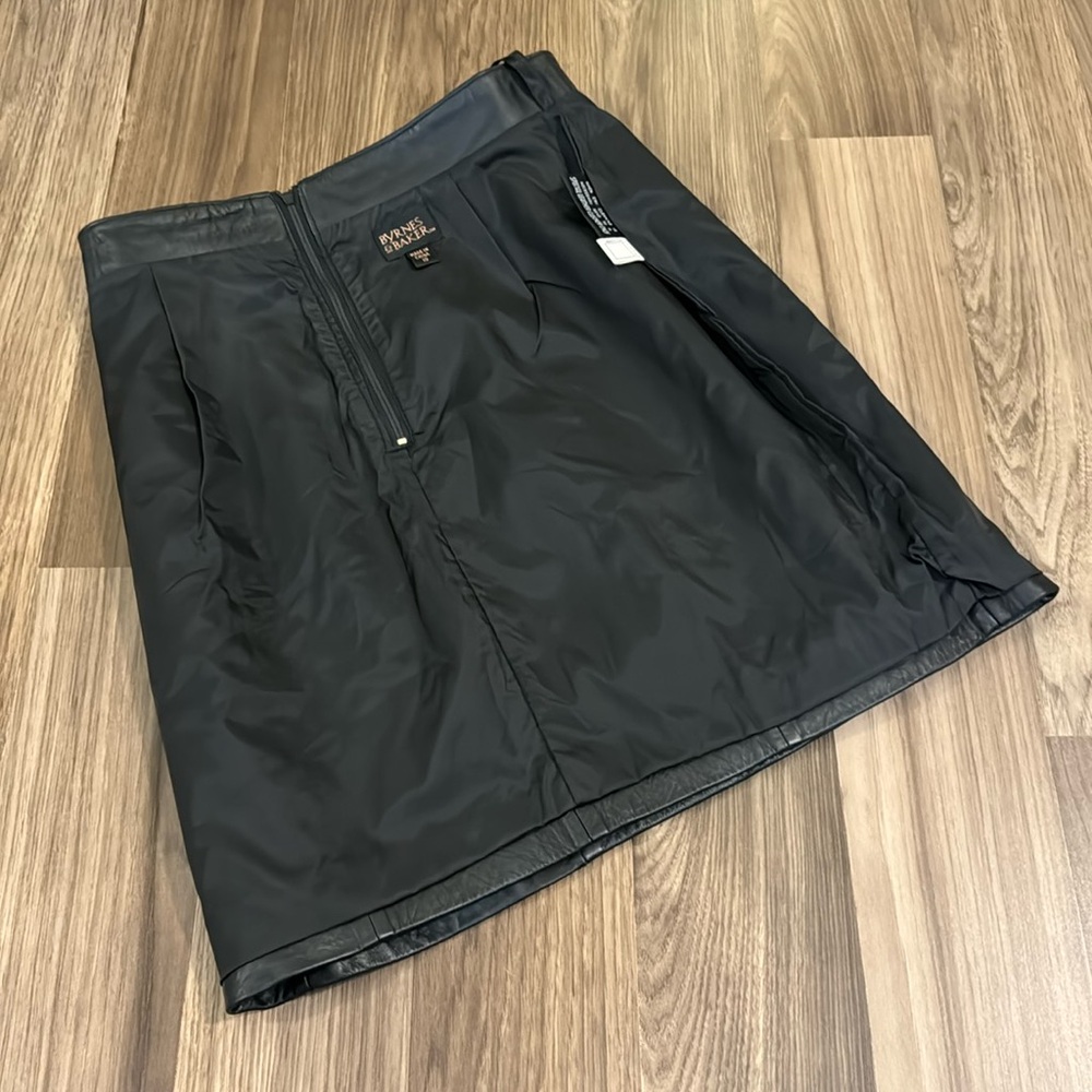 Byrnes & Baker Genuine Leather Soft Black Lined High Waist Zip Up Midi Skirt 10 - Picture 10 of 13